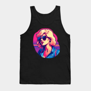 80s synthwave blonde girl with sunglasses Tank Top